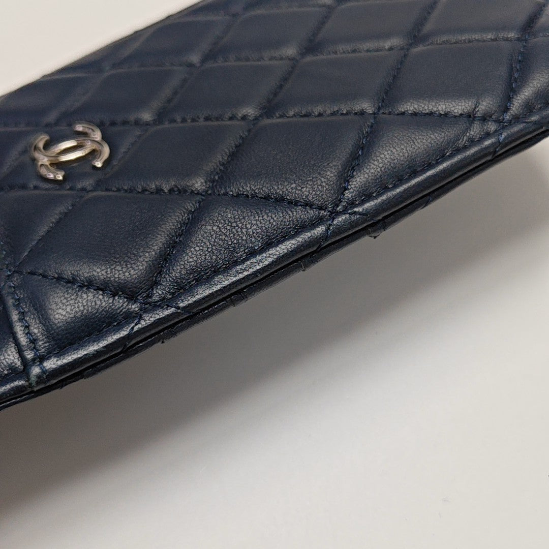 Quilted Lambskin Wallet Blue