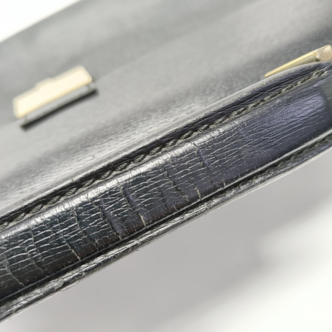 Calfskin Top Handle Bag Black