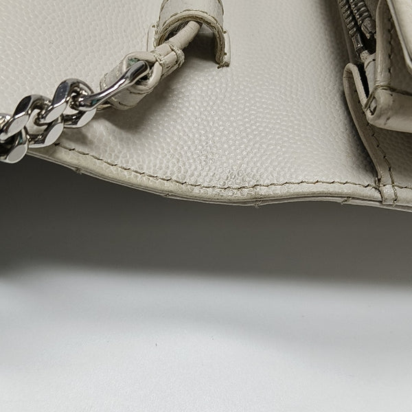 MONOGRAM Medium Chevron Calfskin White