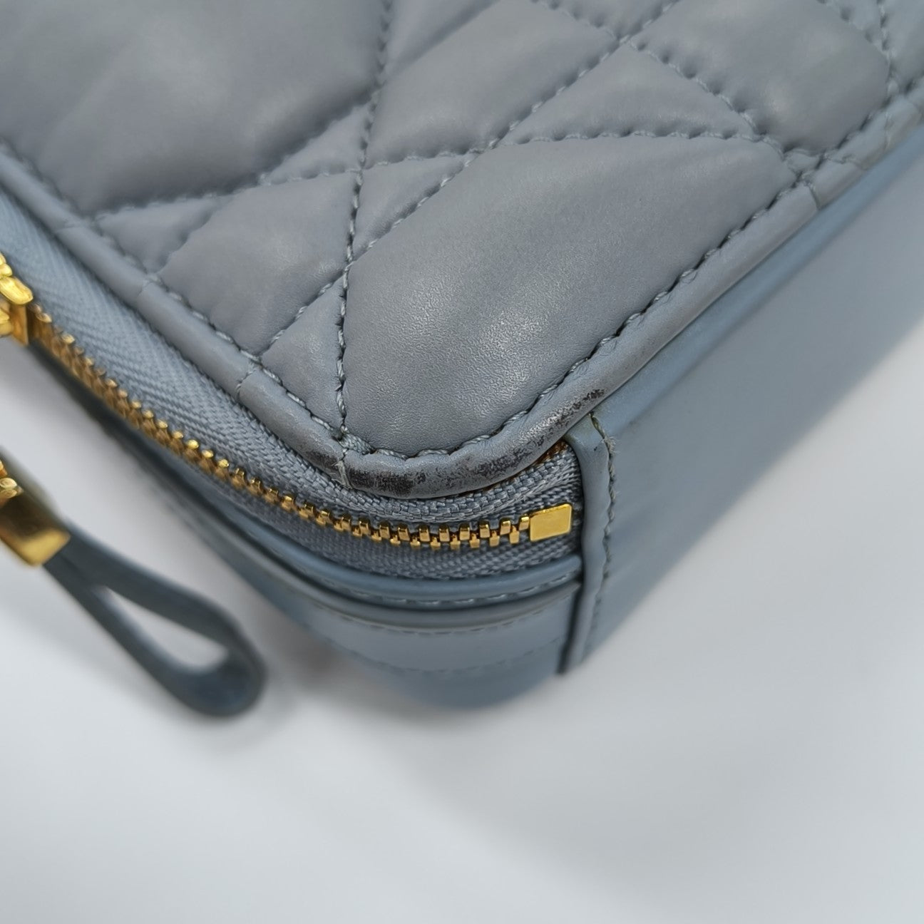 Cannage Calfskin Shoulder Bag Blue