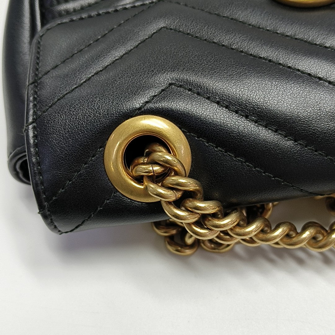 GG Marmont Small Quilted Calfskin Black