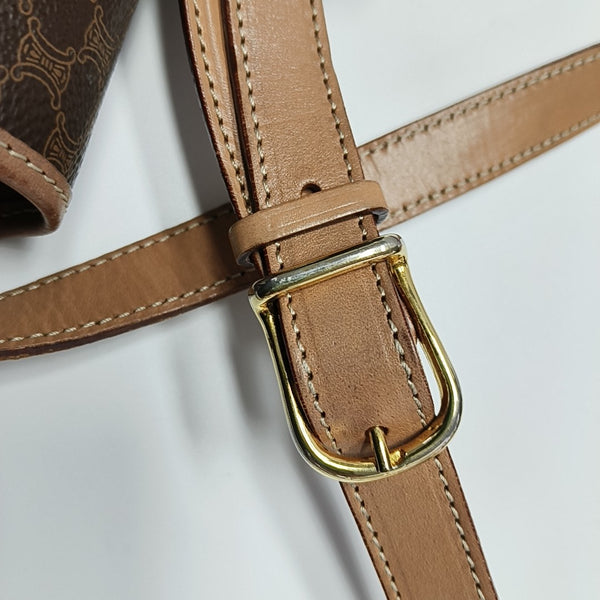 Coated Canvas Shoulder Bag Brown