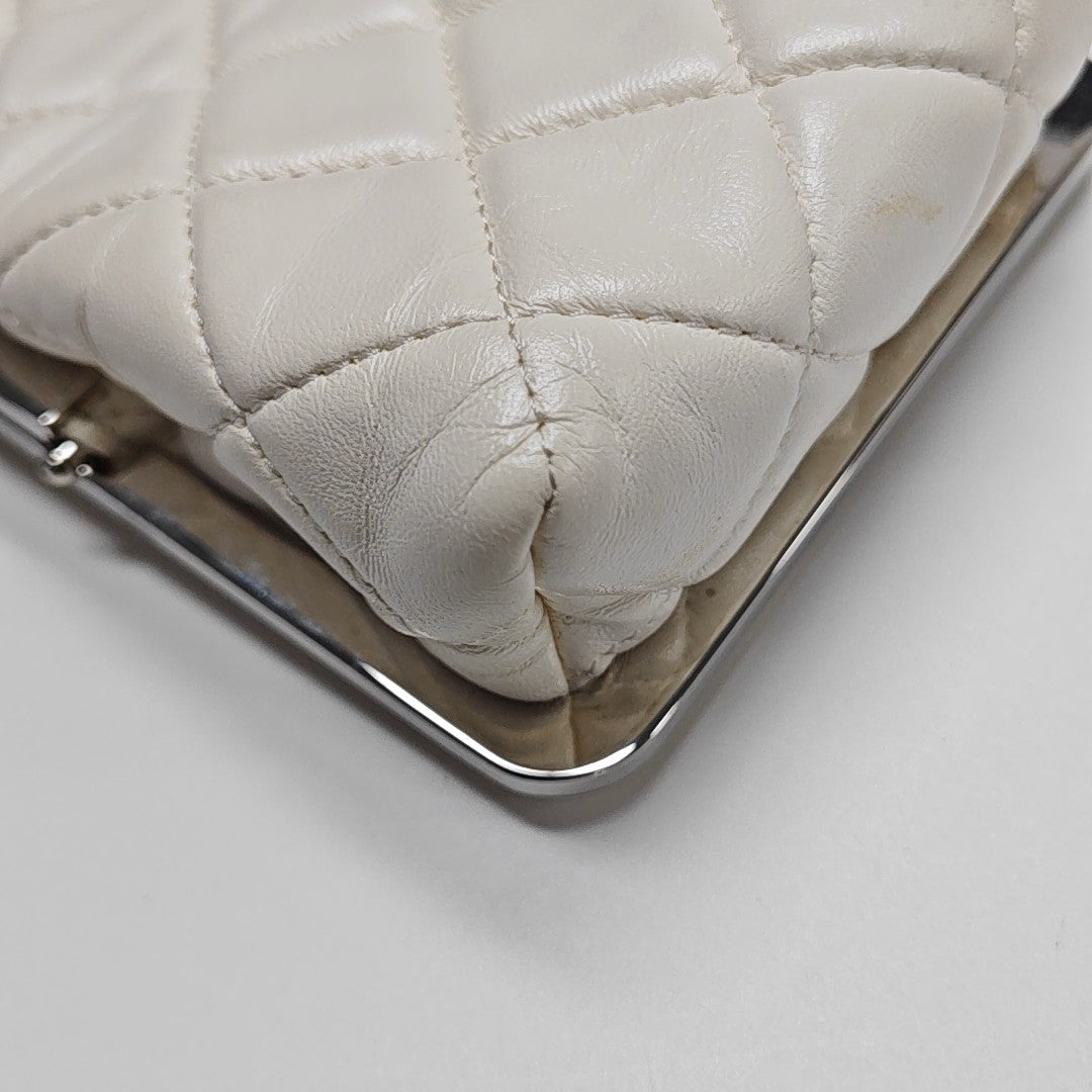 Quilted Lambskin Shoulder Bag White