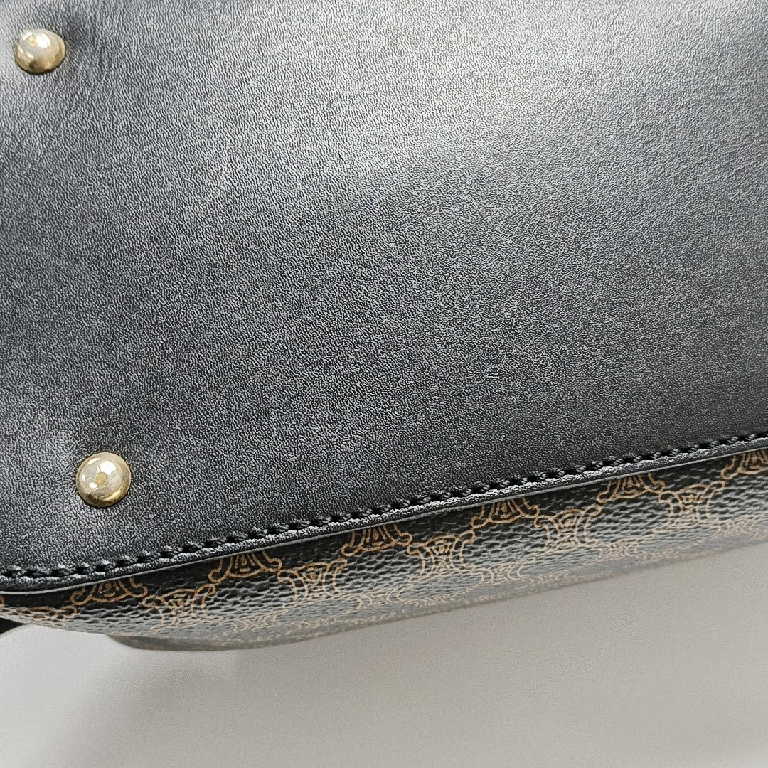 Coated Canvas Top Handle Bag Black
