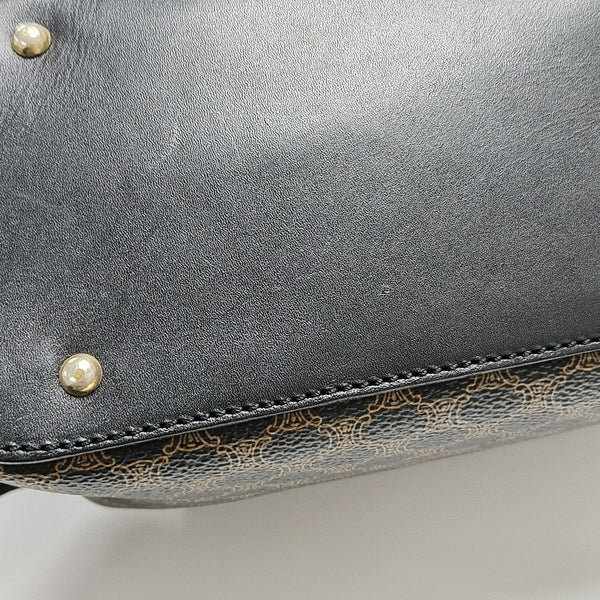 Coated Canvas Top Handle Bag Black