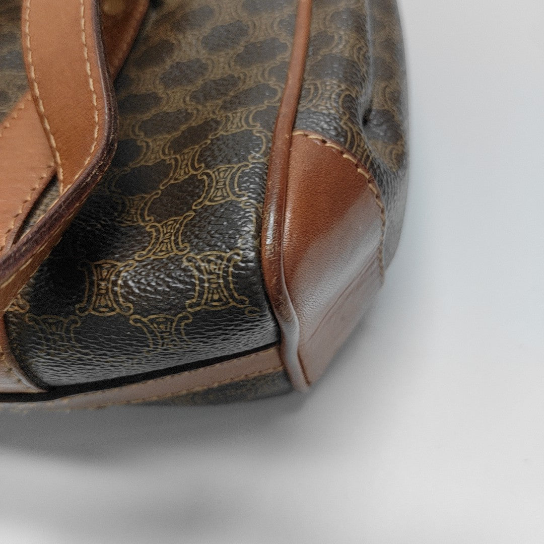 Coated Canvas Top Handle Bag Brown