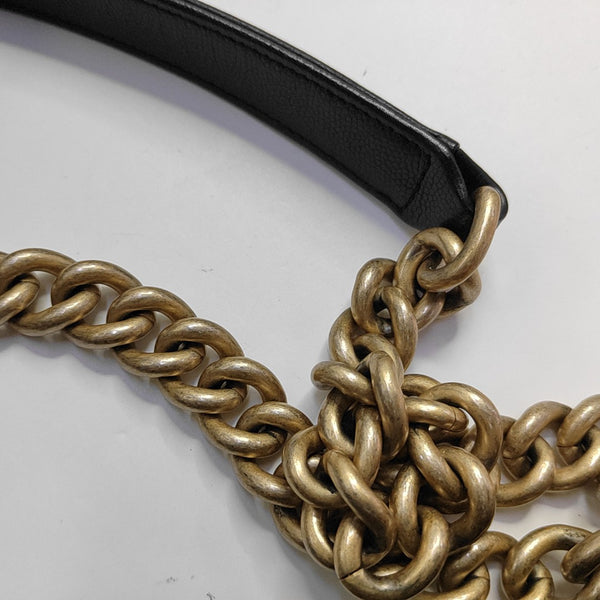 Authenticated pre-owned  BOY CHANEL Medium Quilted Grained Calfskin Black - Shoulder Bag at Looply