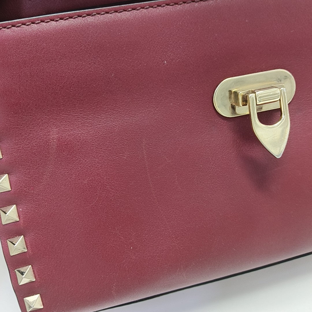 Rockstud Calfskin Red