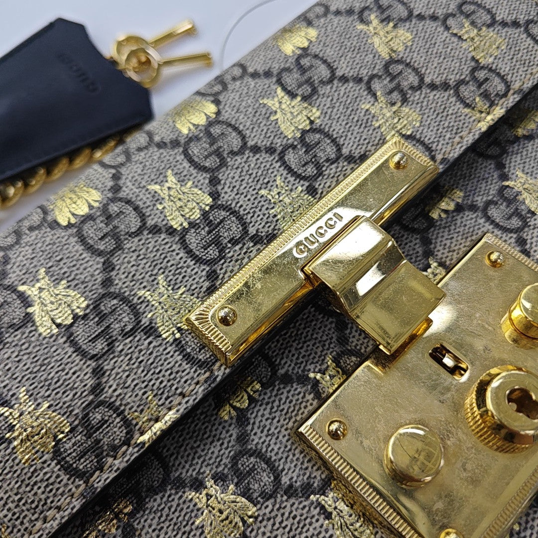 Padlock Small Monogram Coated Canvas Beige
