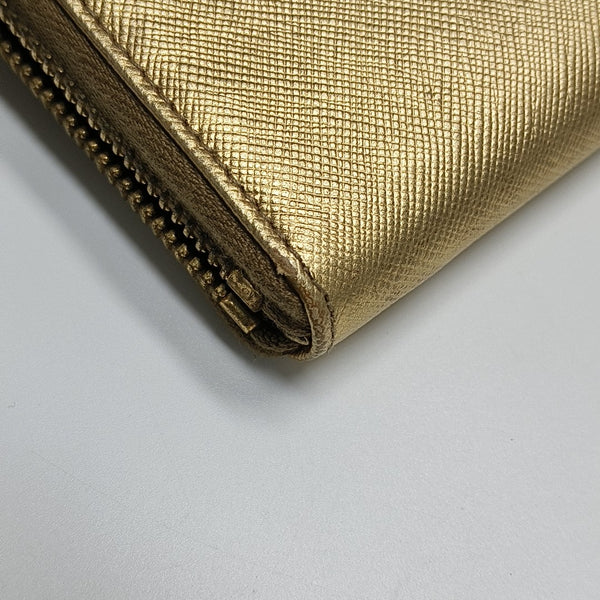 Saffiano Calfskin Wallet Gold
