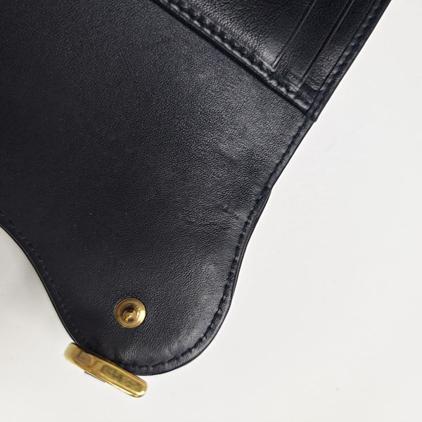Saddle Mini Oblique Canvas Blue Wallet