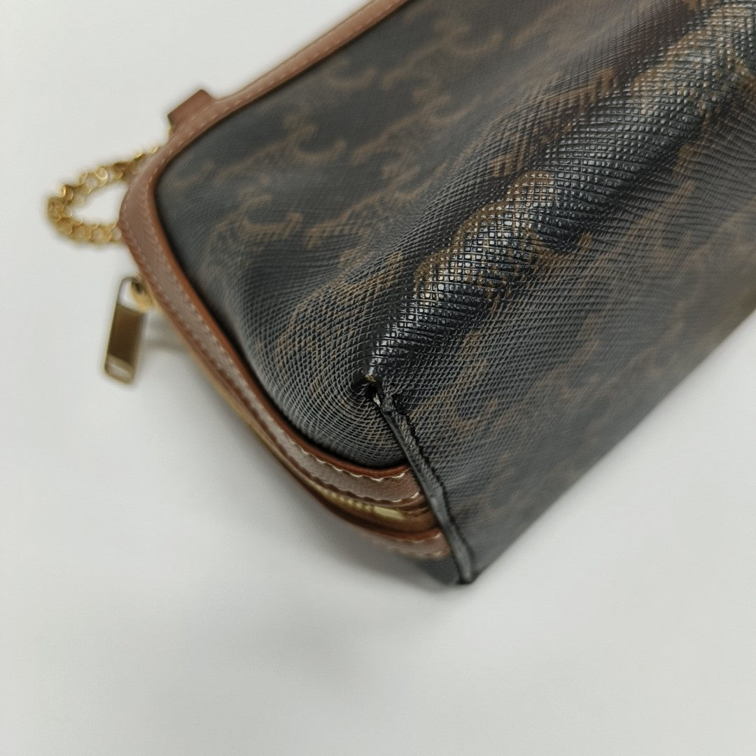 Authenticated pre-owned  TRIOMPHE CANVAS Mini Coated Canvas Brown - Shoulder Bag at Looply