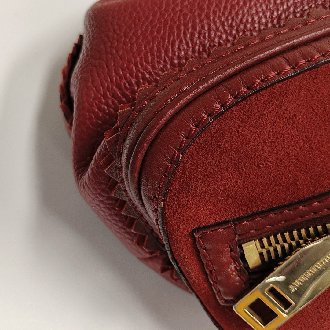 Leather Shoulder Bag Red
