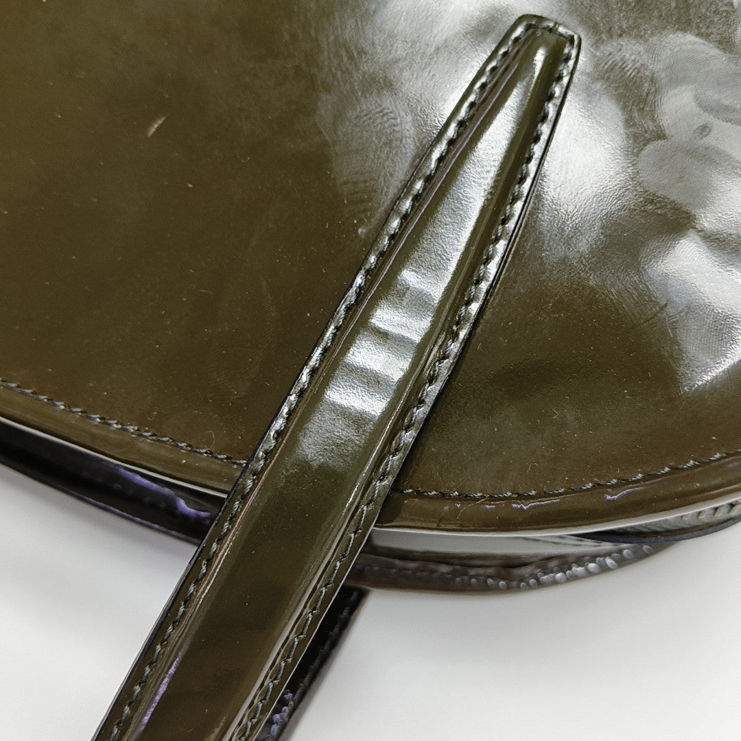 Patent Leather Top Handle Bag Green