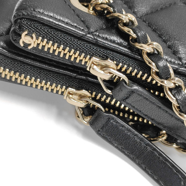 Quilted Lambskin Shoulder Bag Black