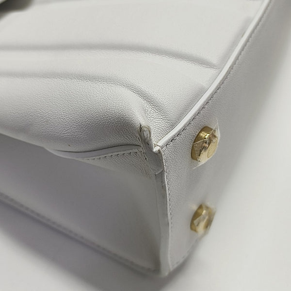 Quilted Calfskin Top Handle Bag White
