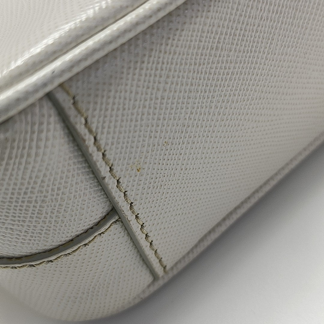 Saffiano Calfskin Shoulder Bag White