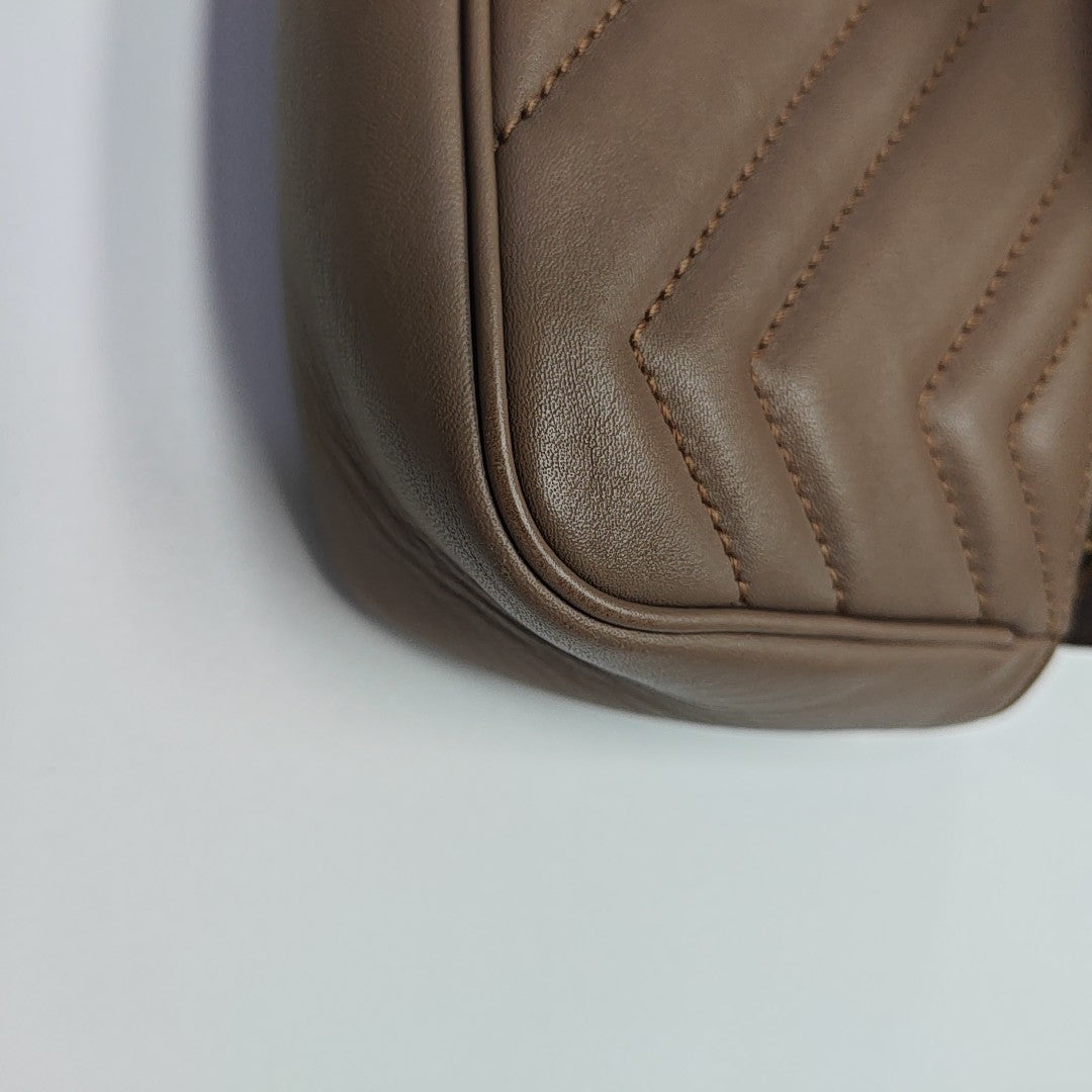 GG Marmont Mini Quilted Calfskin Beige