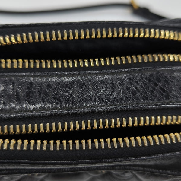 Quilted Lambskin Shoulder Bag Black