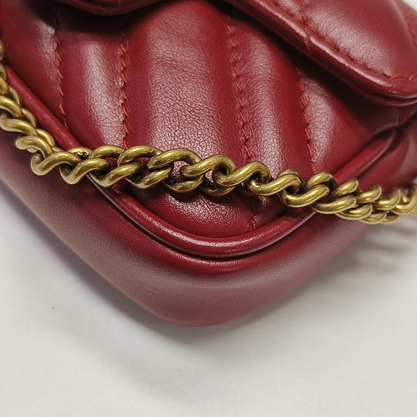 GG Marmont Super Mini Quilted Calfskin Red