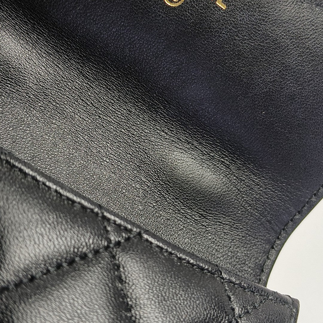 Quilted Lambskin Shoulder Bag Black