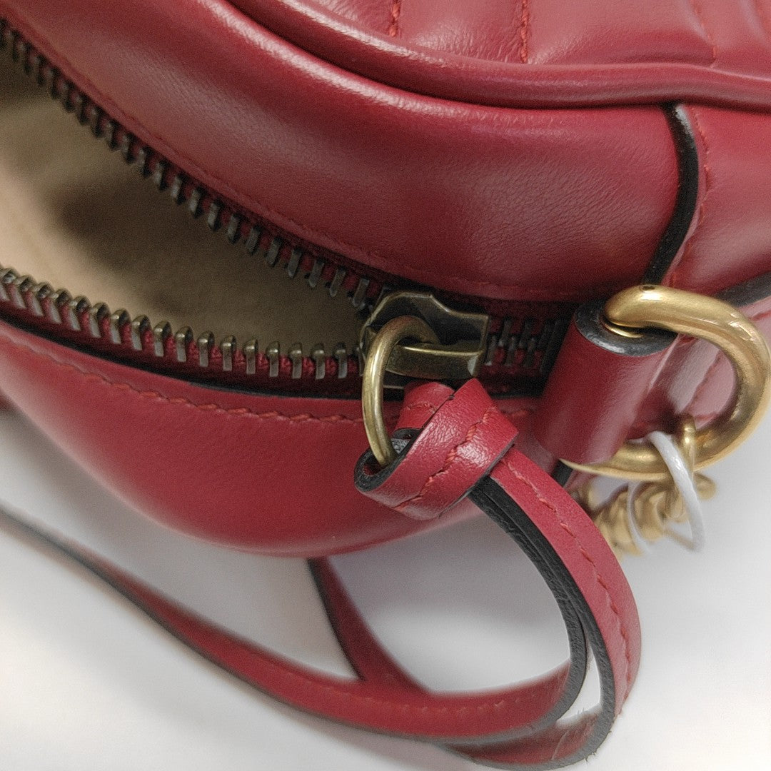 GG Marmont Super Mini Quilted Calfskin Red