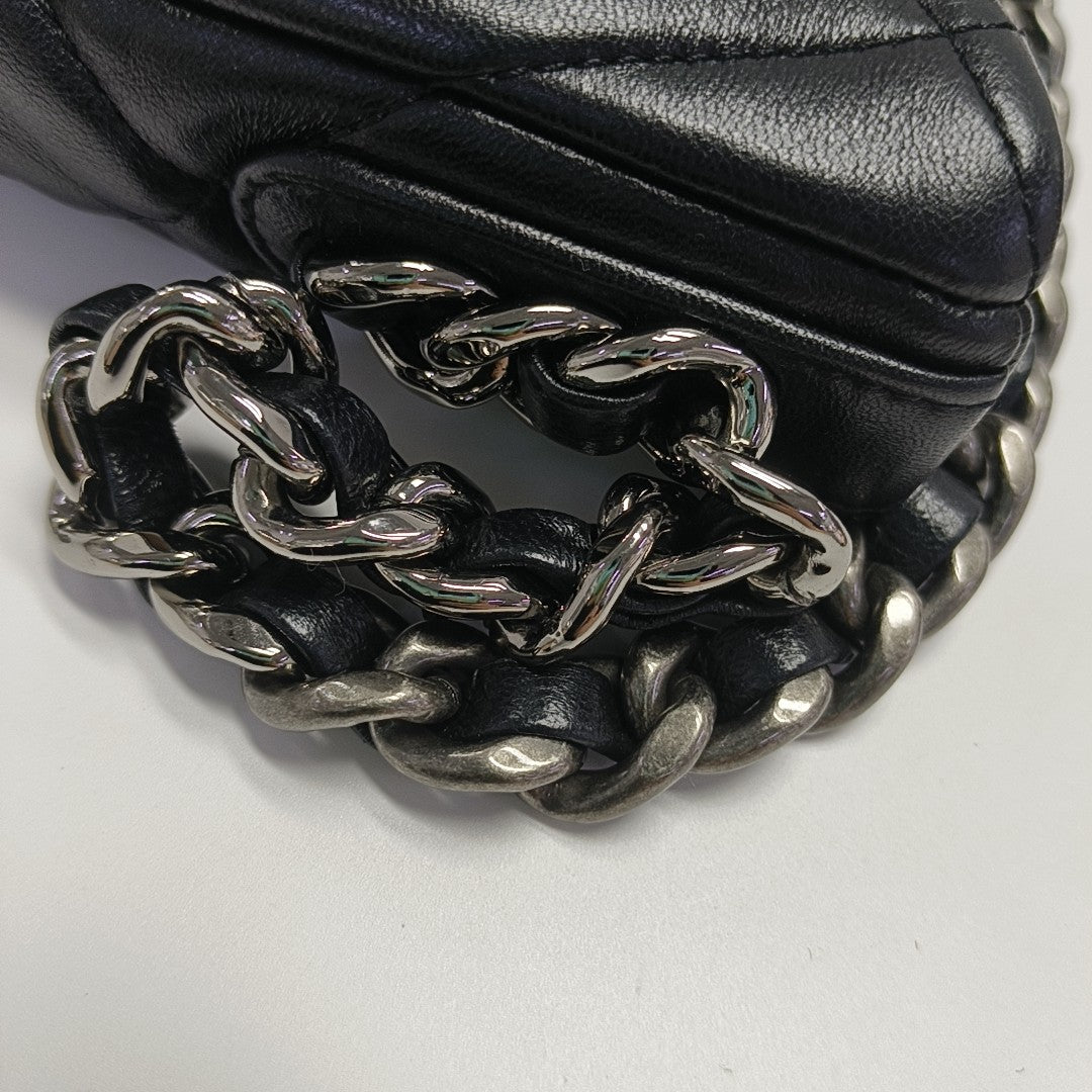 Quilted Lambskin Shoulder Bag Black