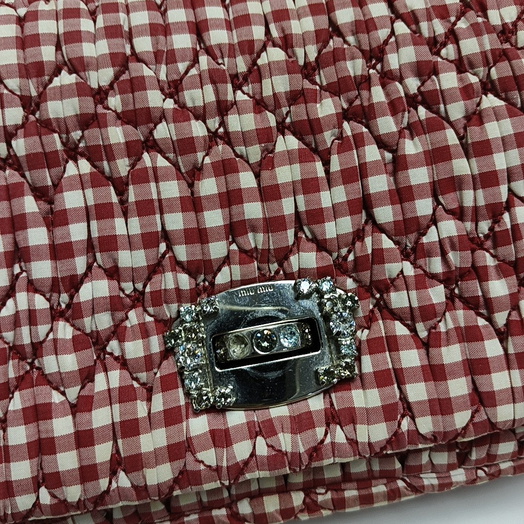 Bolso bandolera de tela acolchada rojo