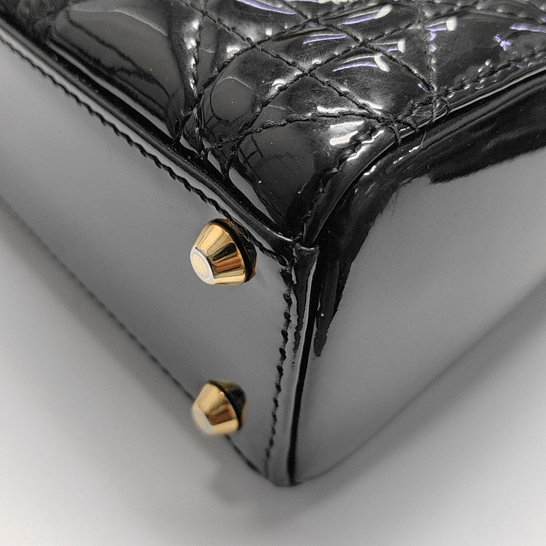 Lady Dior Mini Cannage Patent Leather Black