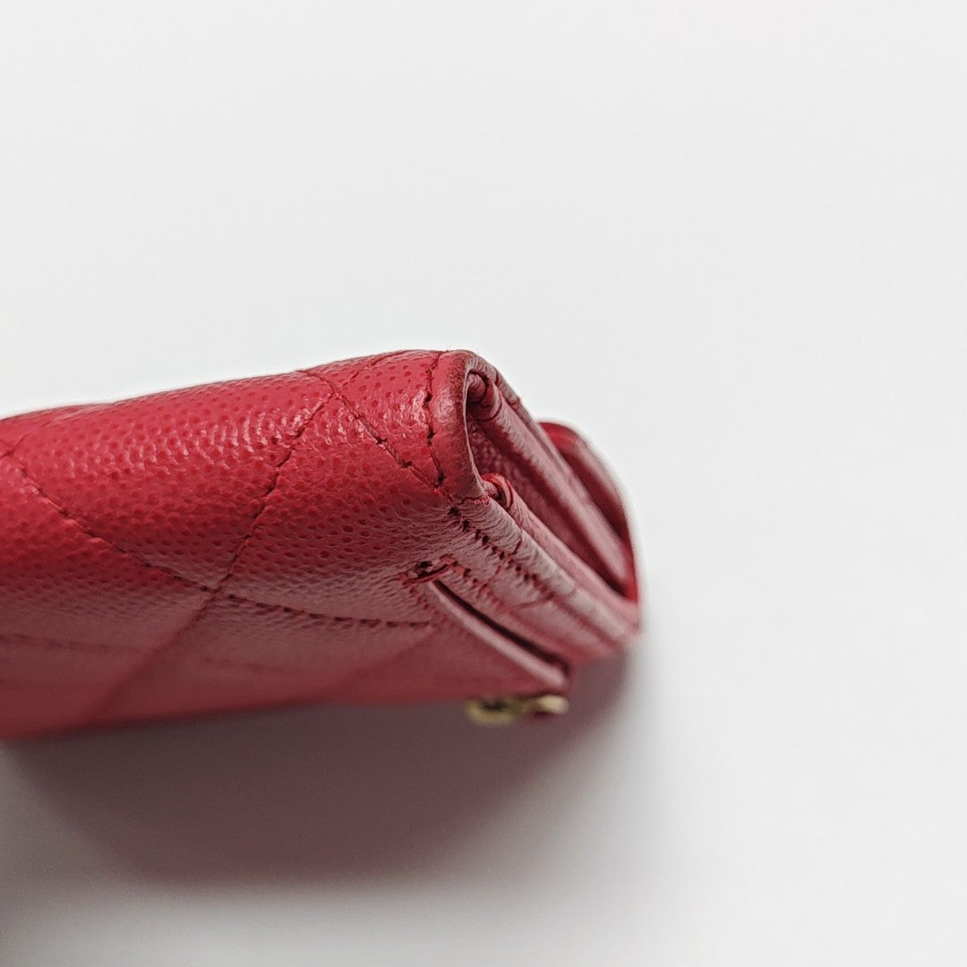 Quilted Grained Calfskin Wallet Small Red