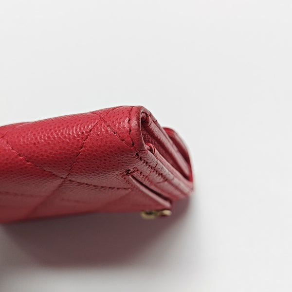 Quilted Grained Calfskin Wallet Small Red