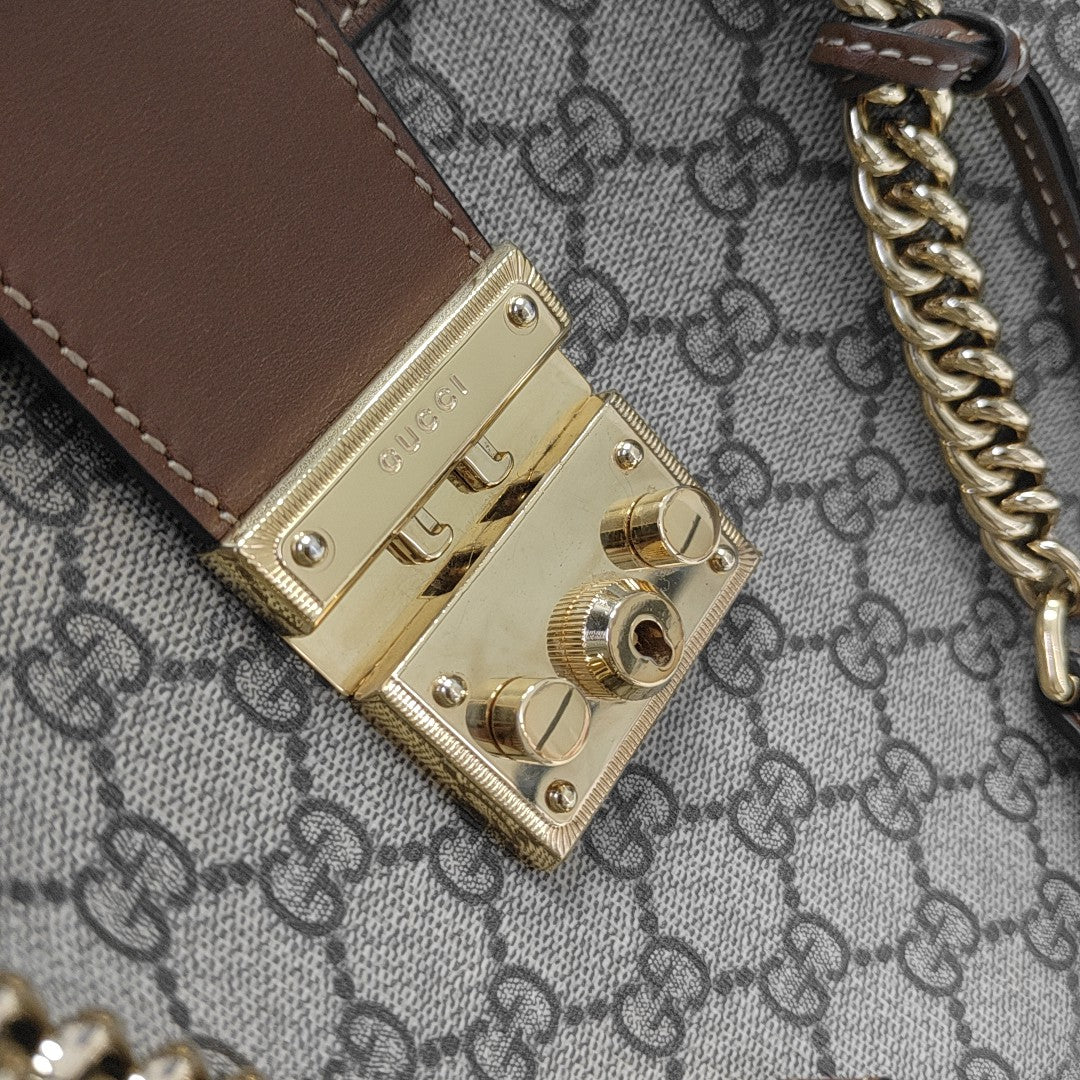 Padlock Medium Monogram Coated Canvas Beige