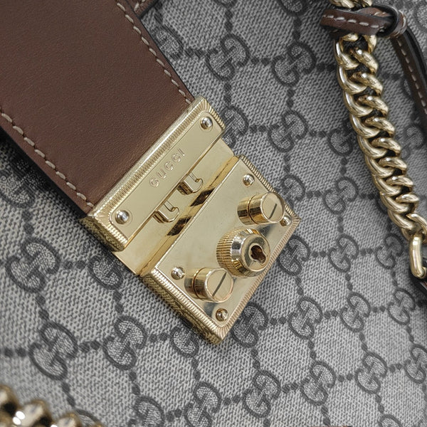 Padlock Medium Monogram Coated Canvas Beige