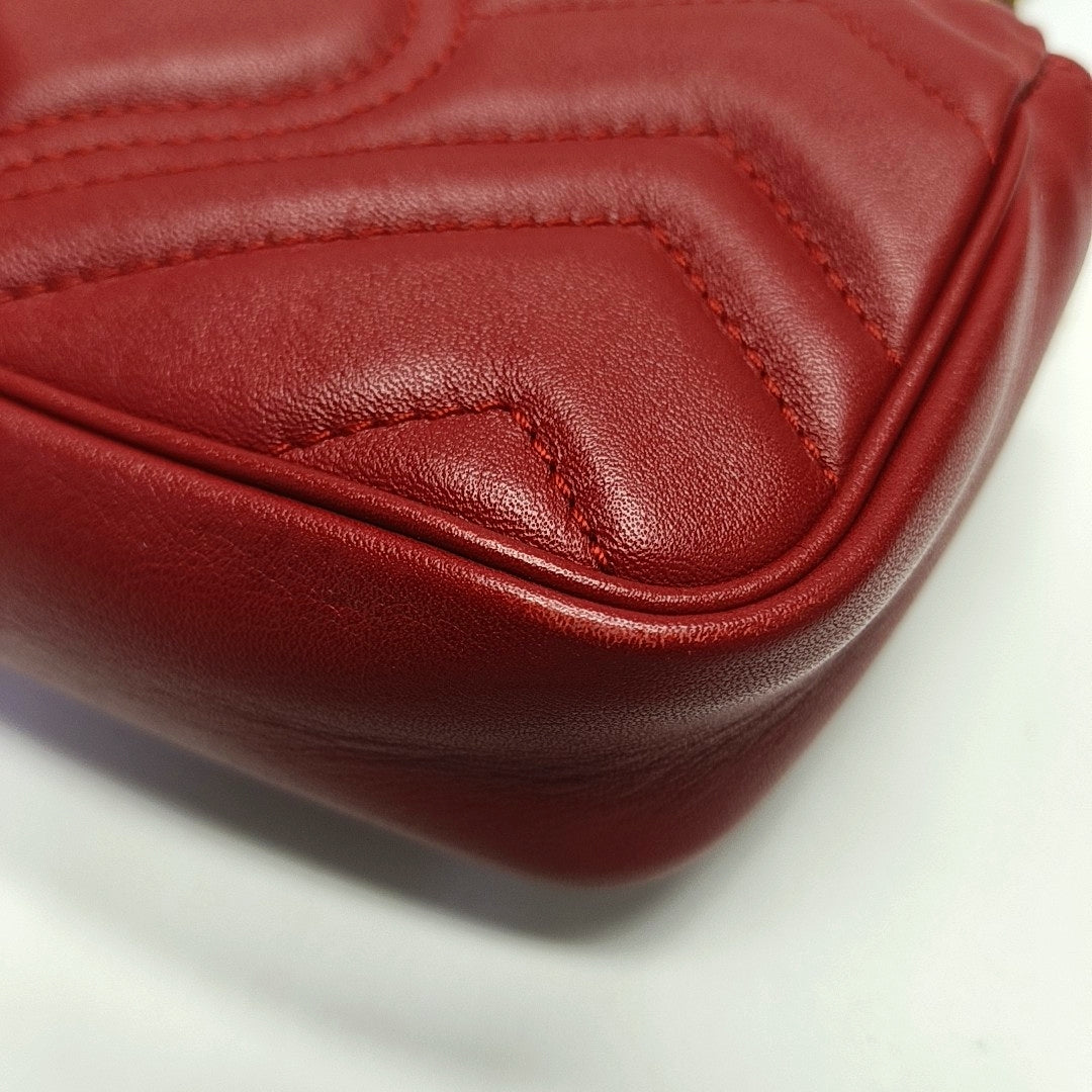 GG Marmont Mini Quilted Calfskin Red