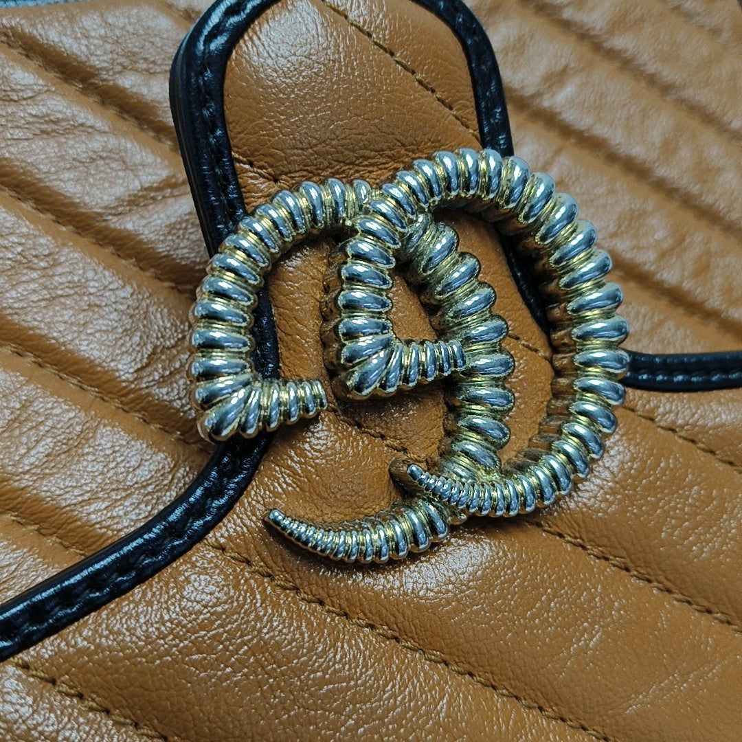 GG Marmont Mini Quilted Calfskin Brown
