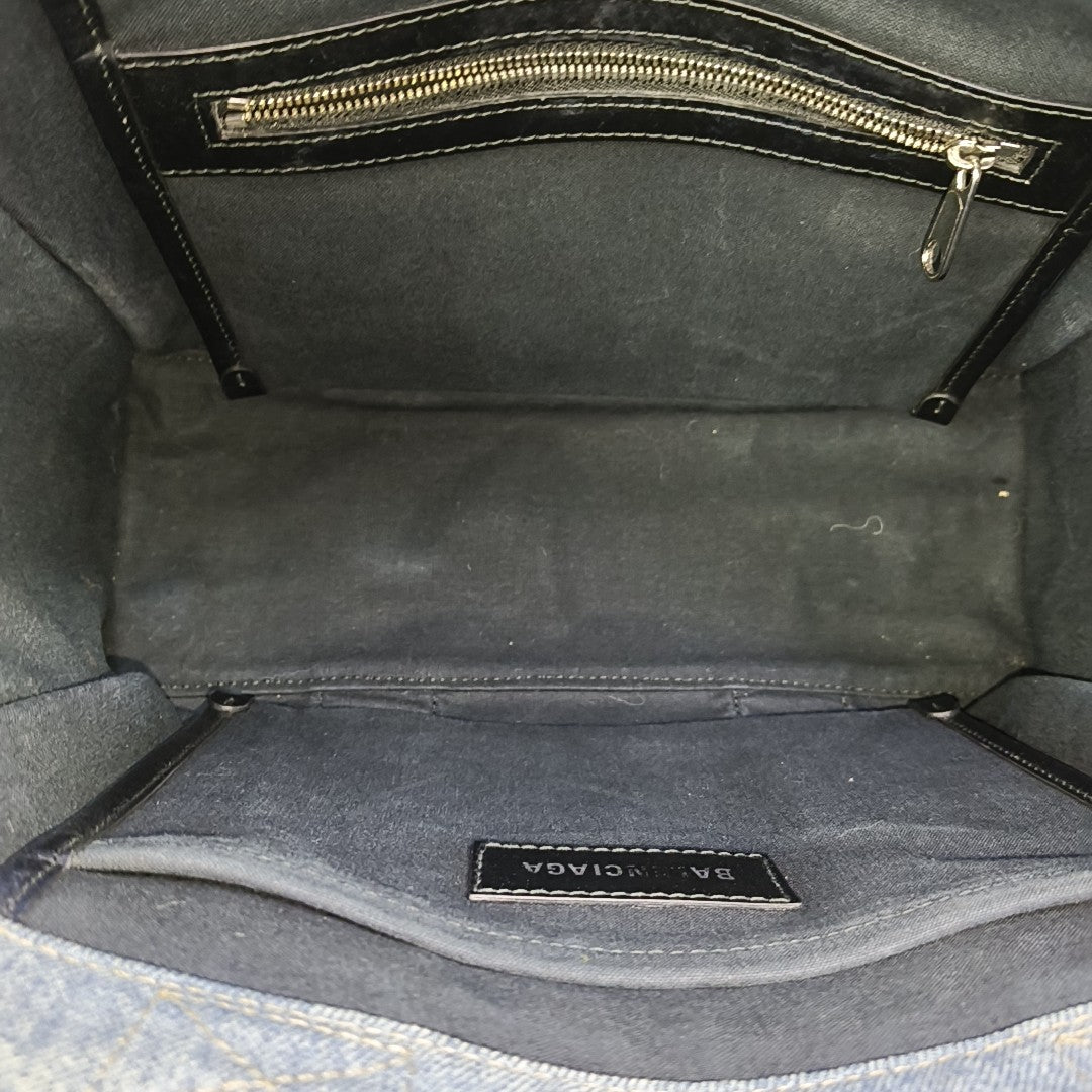Denim Top Handle Bag Blue