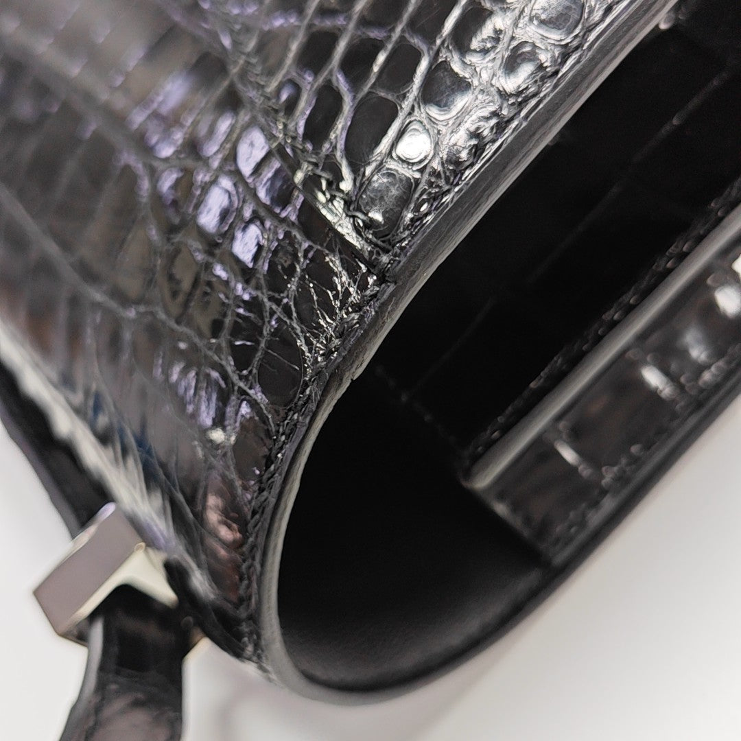 Constance 23 Shiny Porosus Crocodile Black