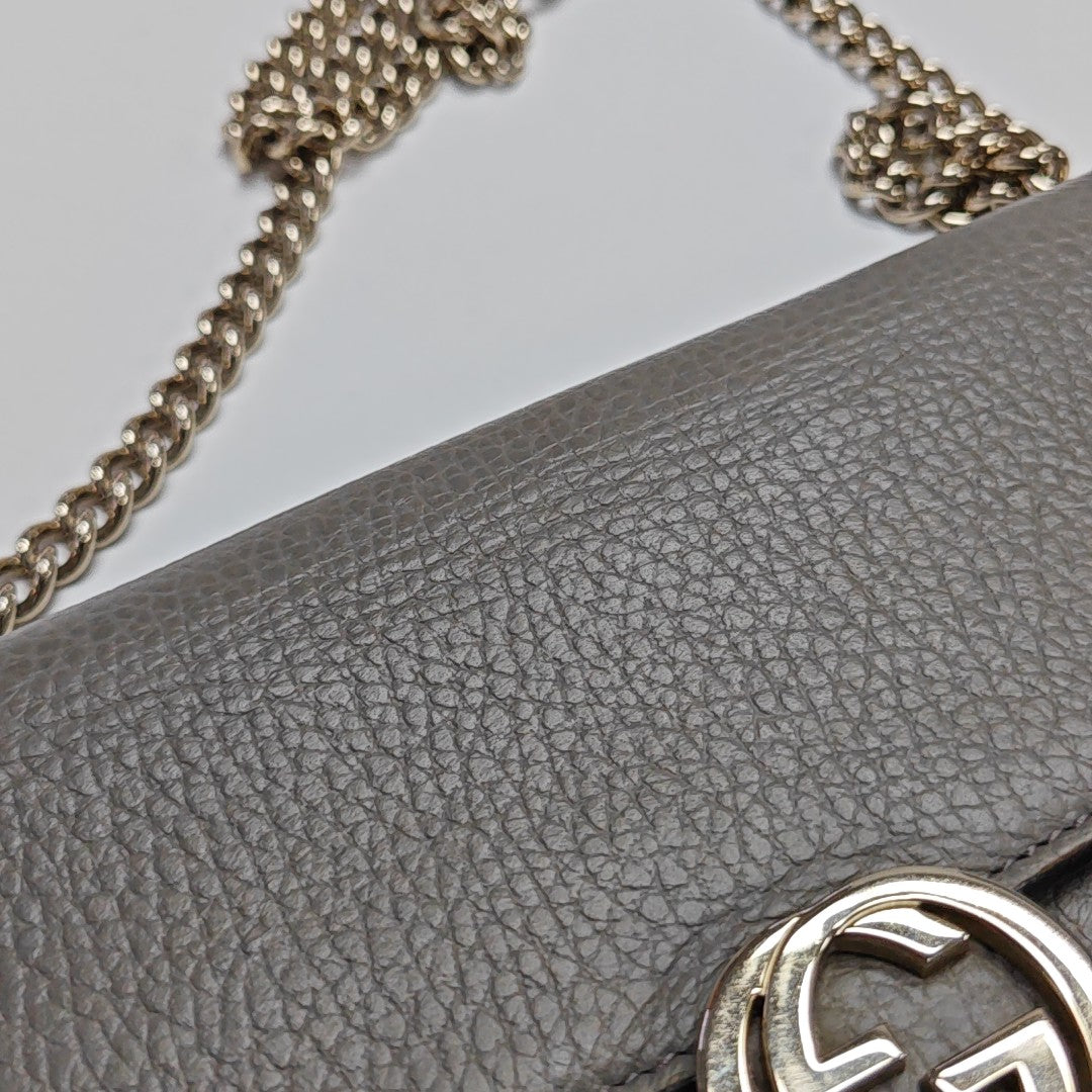Interlocking G Small Calfskin Gray