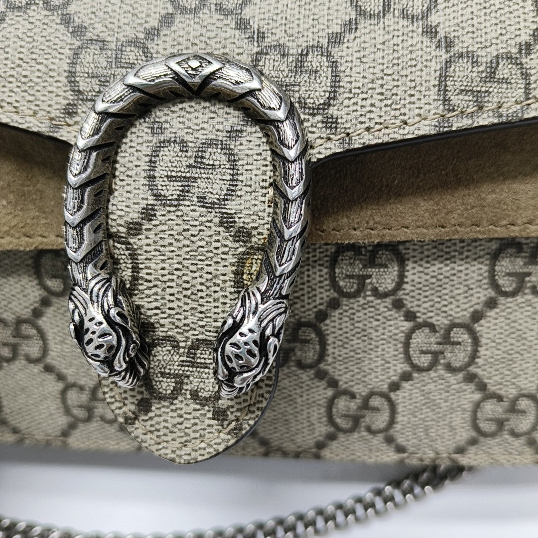 Dionysus Super Mini Monogram Coated Canvas Beige
