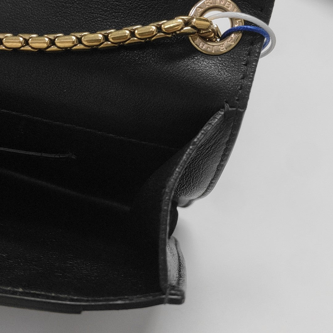 BVLGARI LOGO Piel de becerro acolchada negra
