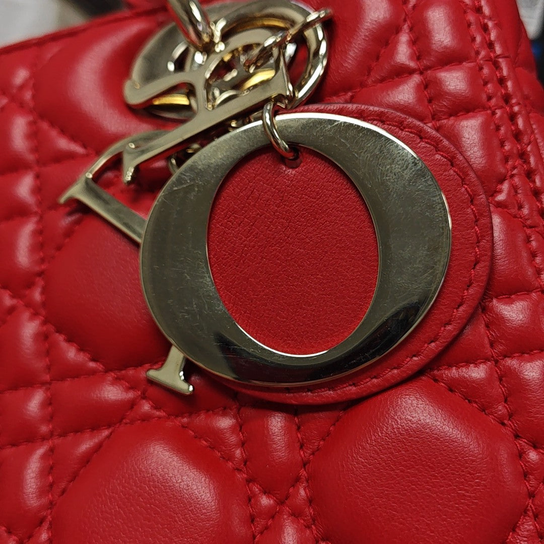 Lady Dior Medium Cannage Lambskin Red