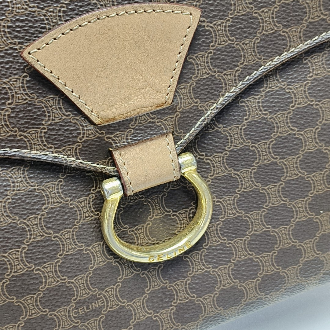 Coated Canvas Shoulder Bag Brown