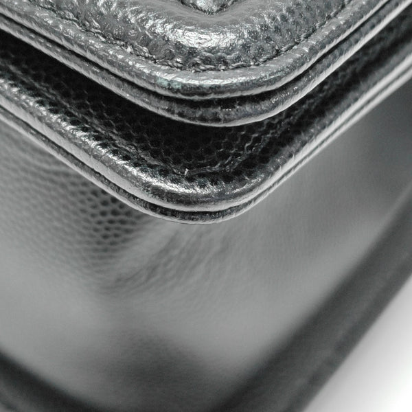 BOY CHANEL Medium Quilted Grained Calfskin Black