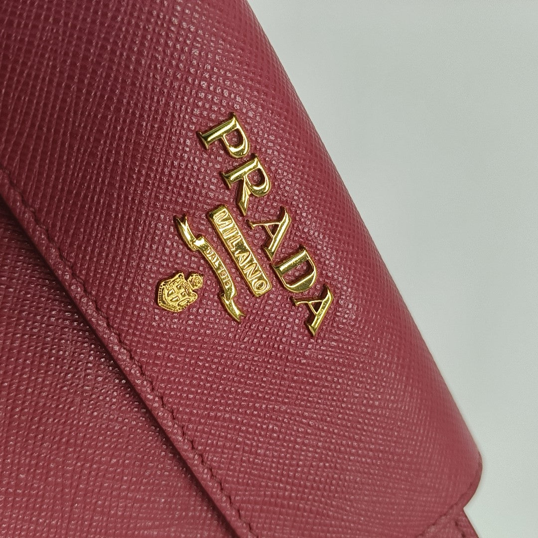 Saffiano Calfskin Shoulder Bag Red