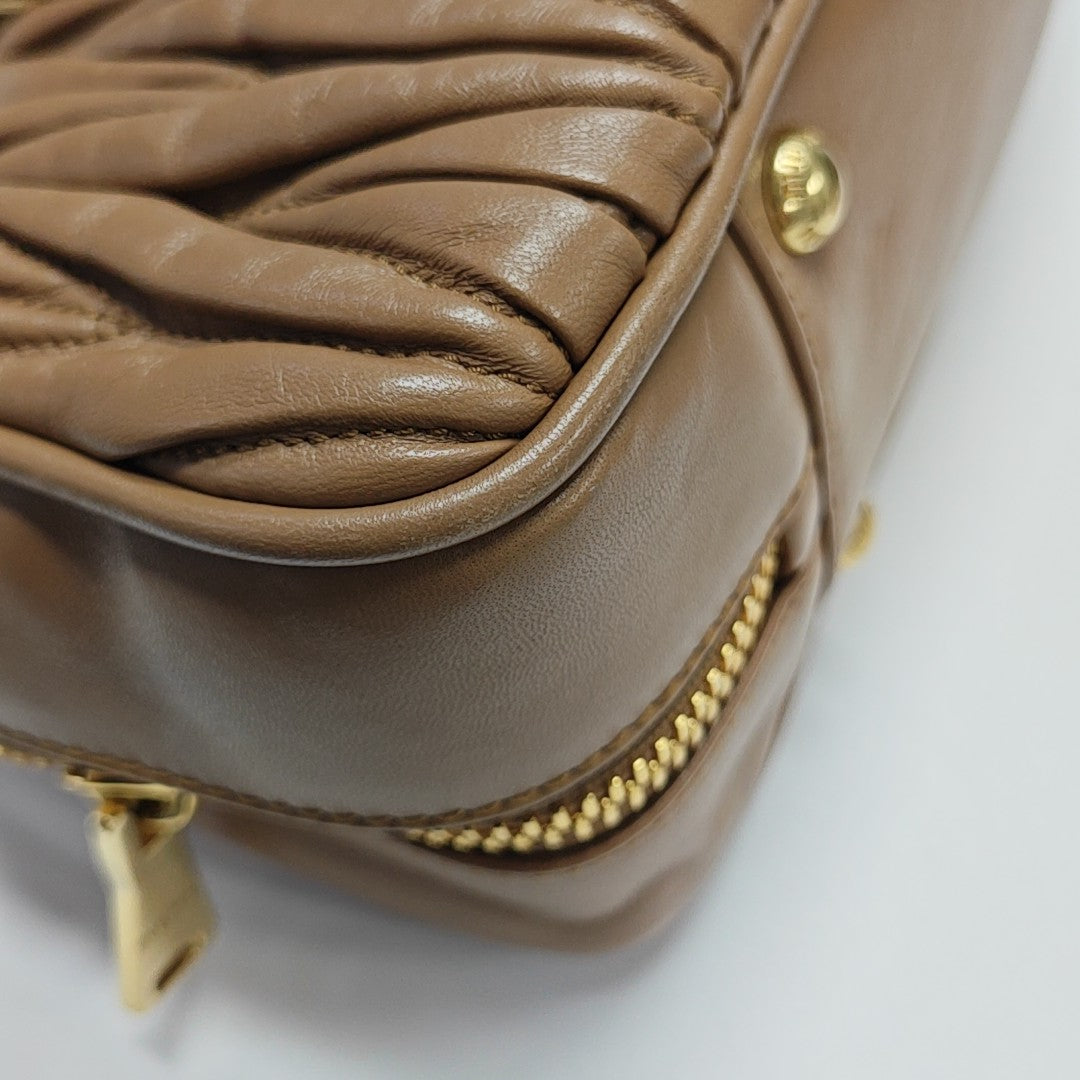 Arcadie Matelassé Large Quilted Lambskin Brown