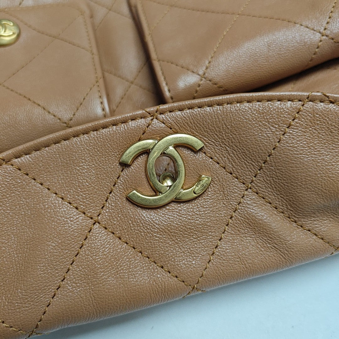Suppletwins Small Quilted Calfskin Brown