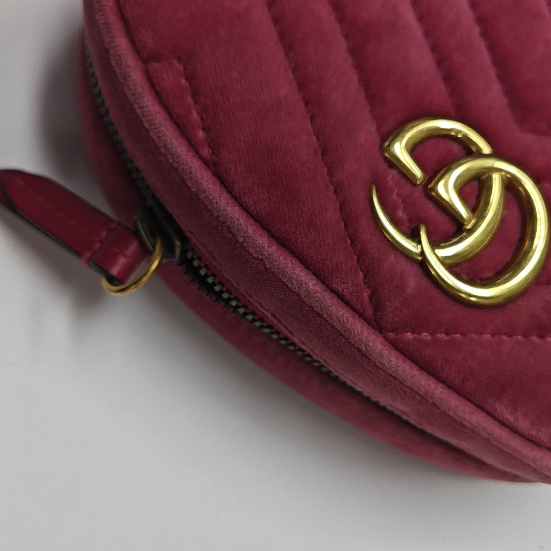 GG Marmont Super Mini Quilted Velvet Red
