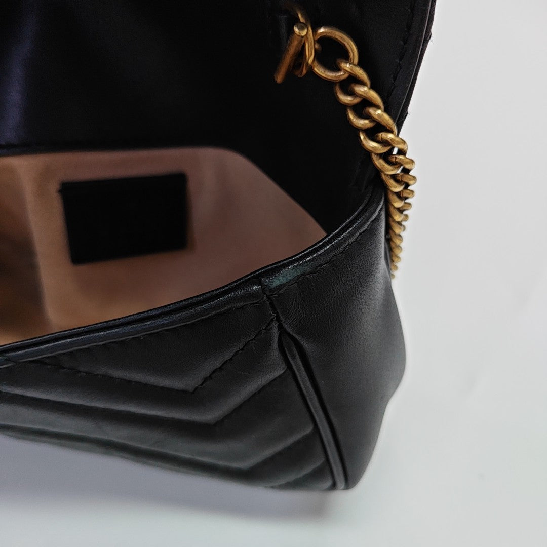 GG Marmont Mini Quilted Calfskin Black