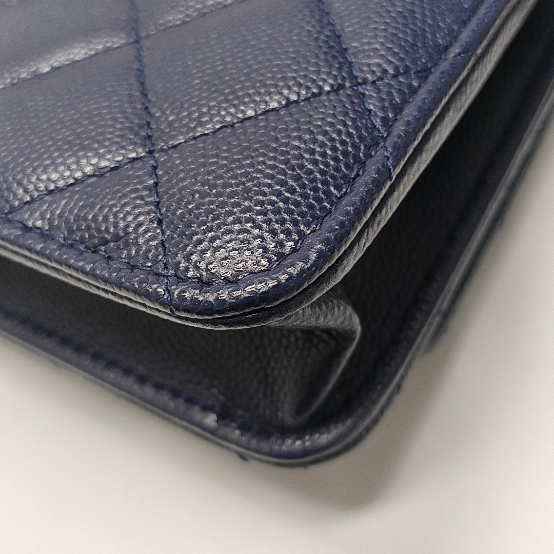 WOC Quilted Grained Calfskin Blue