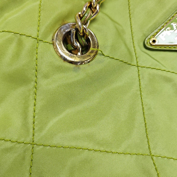 Quilted Nylon Tote Bag Green